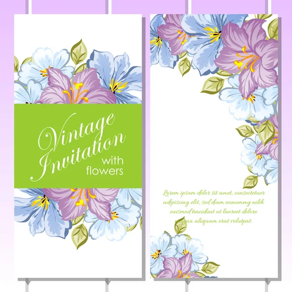 Delicate invitation with flowers for wedding — Stock Vector