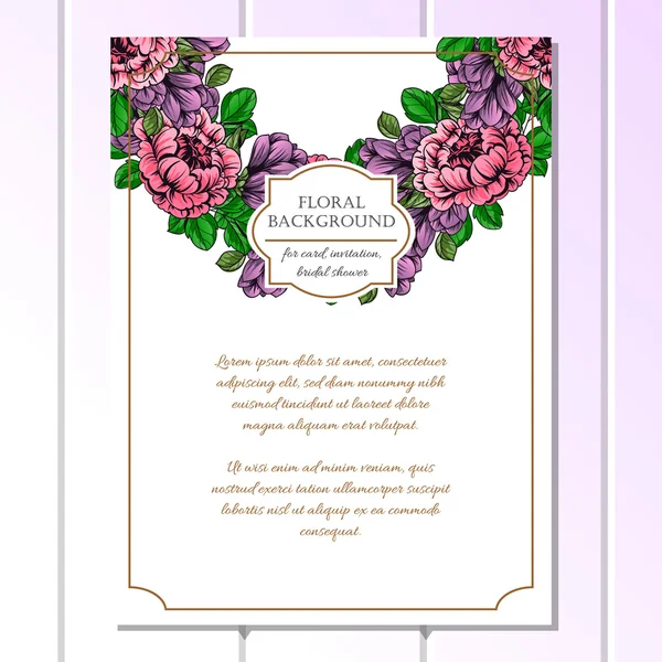 Delicada invitación con flores — Vector de stock