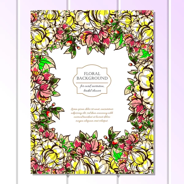 Invitation délicate avec des fleurs pour mariage — Image vectorielle