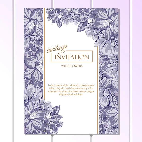 Invitation délicate avec des fleurs pour mariage — Image vectorielle