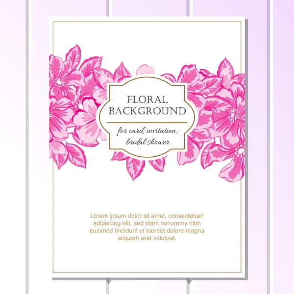Zarte Einladung mit Blumen zur Hochzeit — Stockvektor