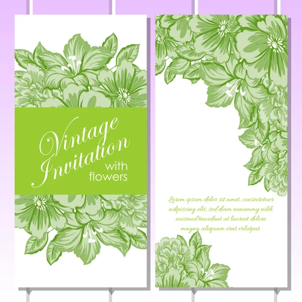 Delicate invitation with flowers for wedding — Stock Vector