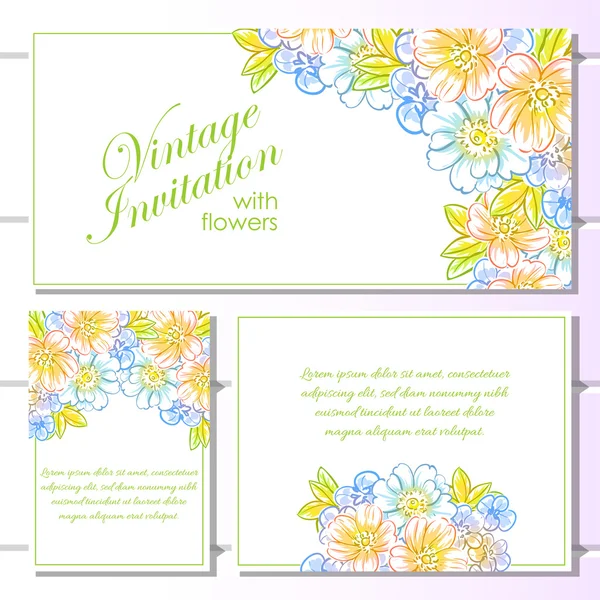 Invitation délicate avec des fleurs pour mariage — Image vectorielle