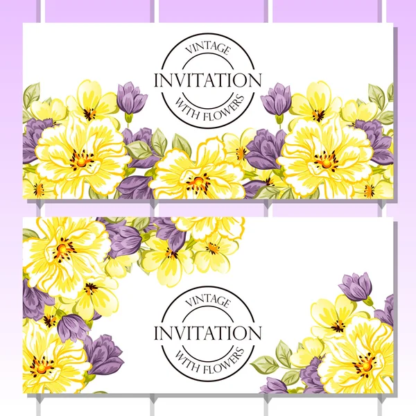 Zarte Einladung mit Blumen zur Hochzeit — Stockvektor