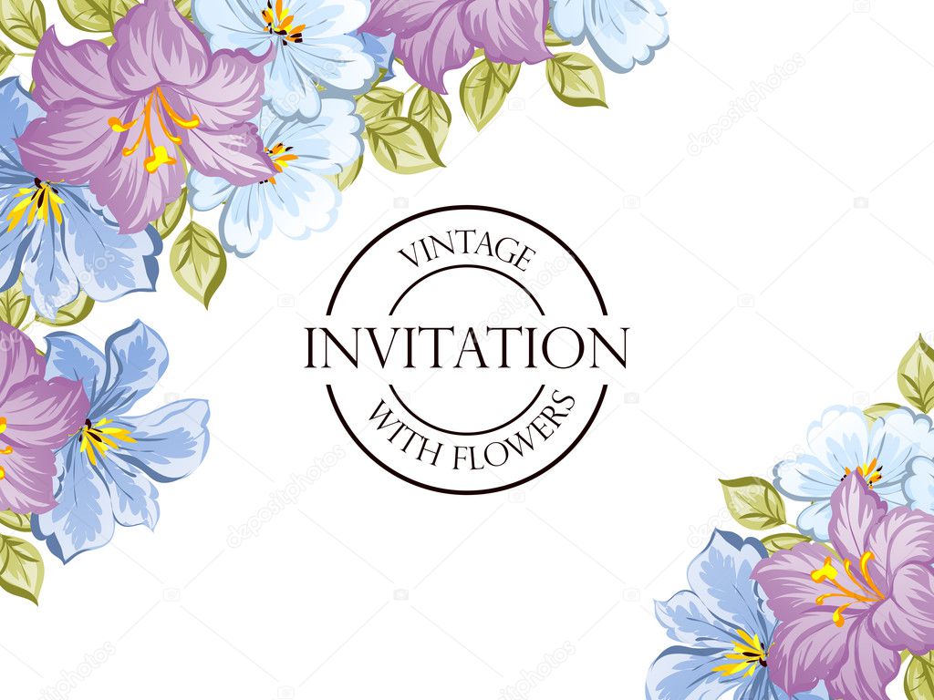 delicate invitation with flowers for wedding