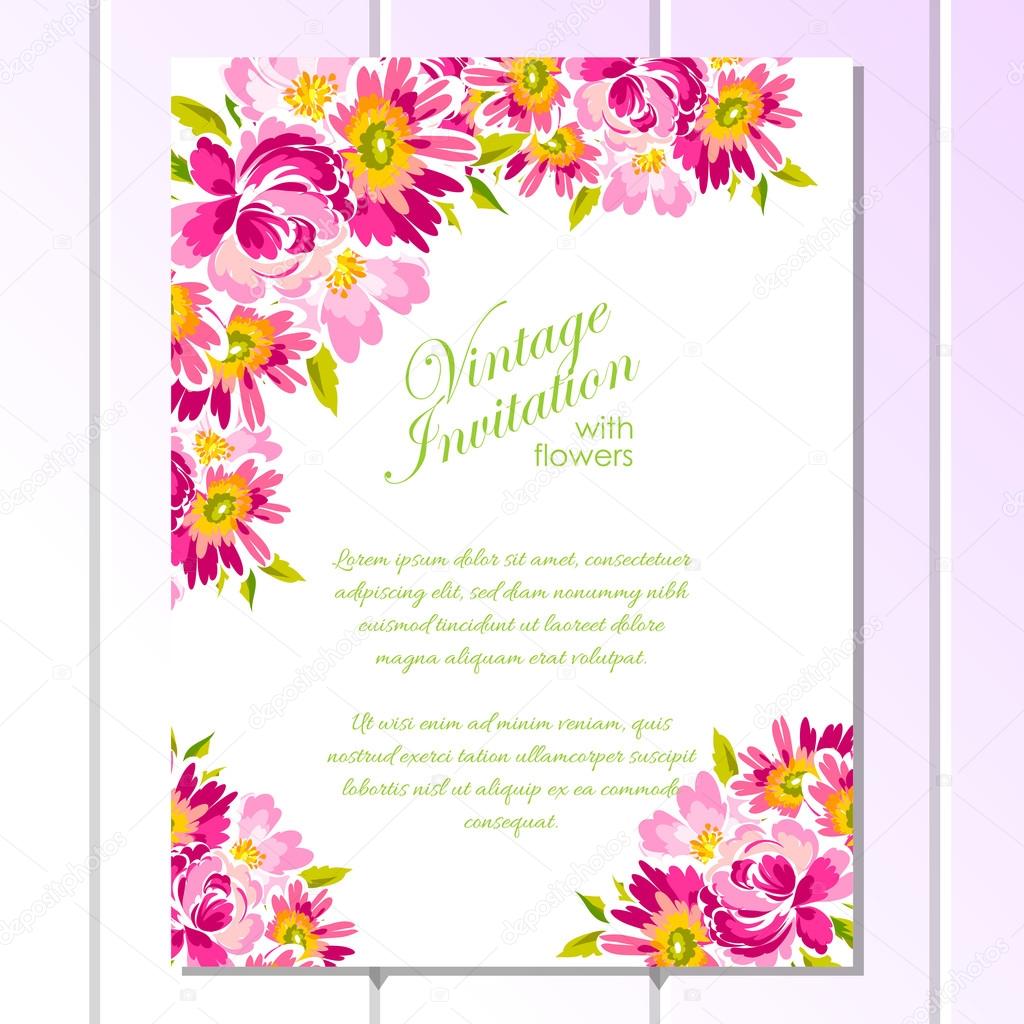 Zarte Einladung Mit Blumen Zur Hochzeit Vektorgrafik Lizenzfreie Grafiken C All About Flowers Depositphotos