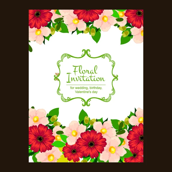 Invitation délicate avec des fleurs — Image vectorielle