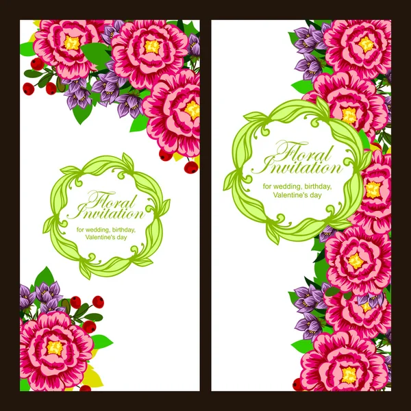 Delicada invitación con flores — Vector de stock