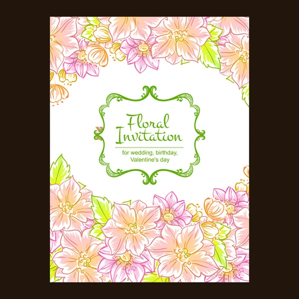 Invitation délicate avec des fleurs — Image vectorielle