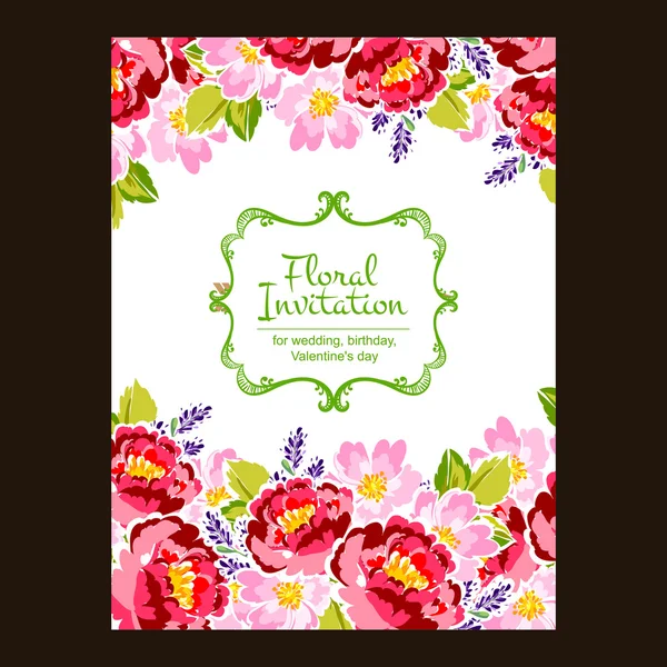 Invitation délicate avec des fleurs — Image vectorielle