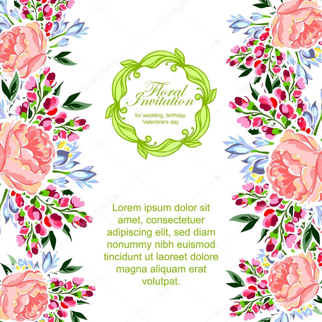 delicate invitation with flowers