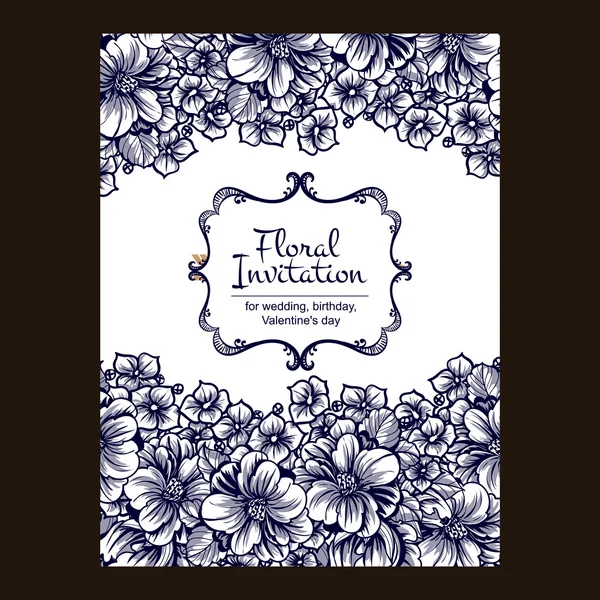 Delicate invitation with flowers — Stock Vector