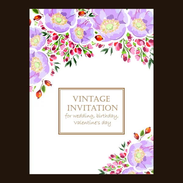 Invitation délicate avec des fleurs — Image vectorielle