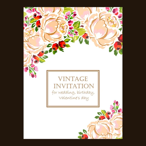 Invitation délicate avec des fleurs — Image vectorielle