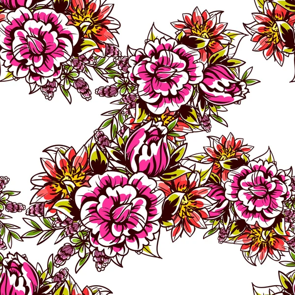 Motif floral sans couture — Image vectorielle