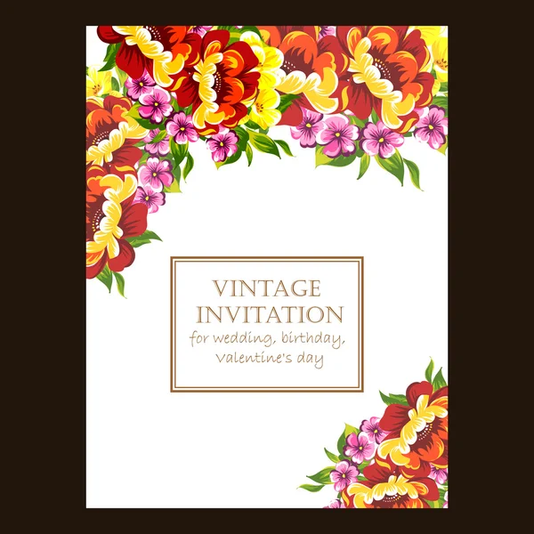 Invitation délicate avec des fleurs — Image vectorielle