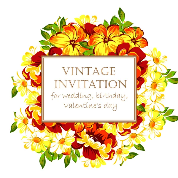 Convite delicado com flores —  Vetores de Stock