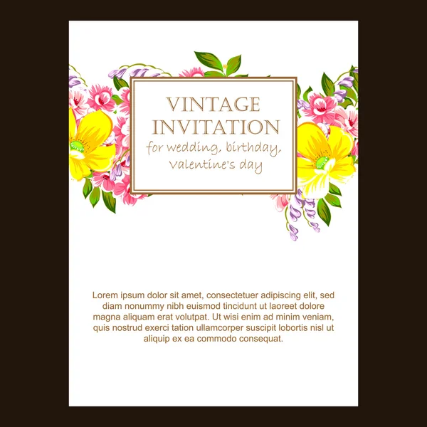 Delicate invitation with flowers — Stock Vector