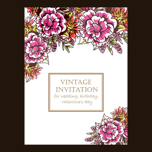 Invitation délicate avec des fleurs — Image vectorielle