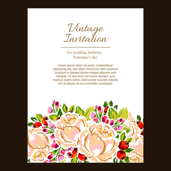 Invitation délicate avec des fleurs — Image vectorielle