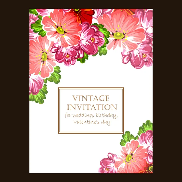 Delicada invitación con flores — Archivo Imágenes Vectoriales