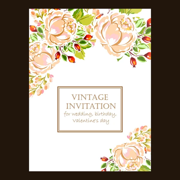 Delicate invitation with flowers — Stock Vector