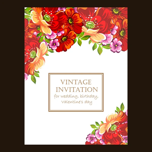 Invitation délicate avec des fleurs — Image vectorielle