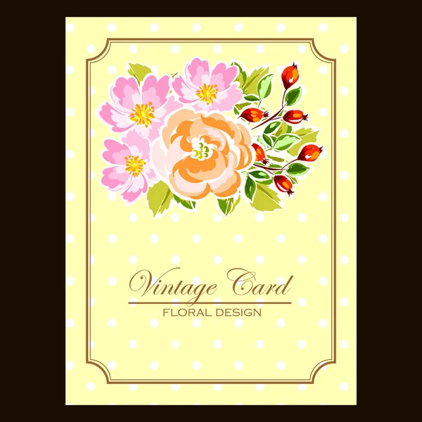 Delicada invitación con flores — Vector de stock