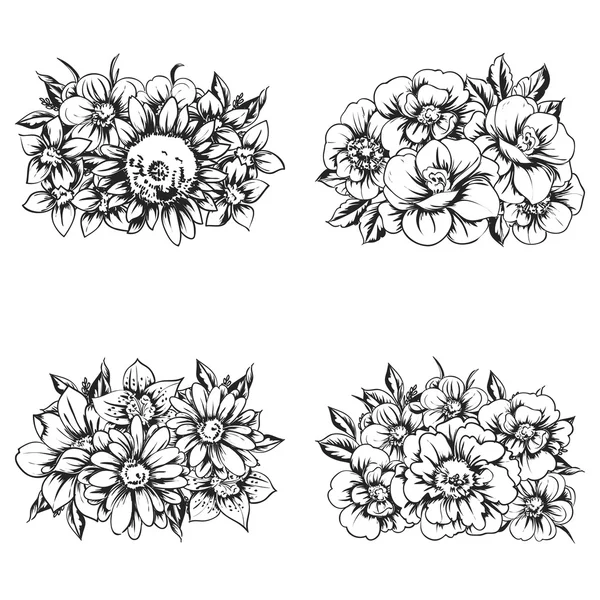 Conjunto de ramo de flores — Vector de stock