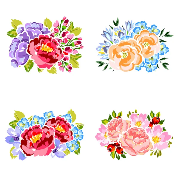 Flower bouquet set — Stock Vector