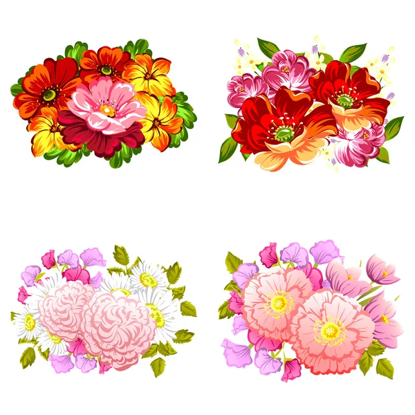 Flower bouquet set — Stock Vector