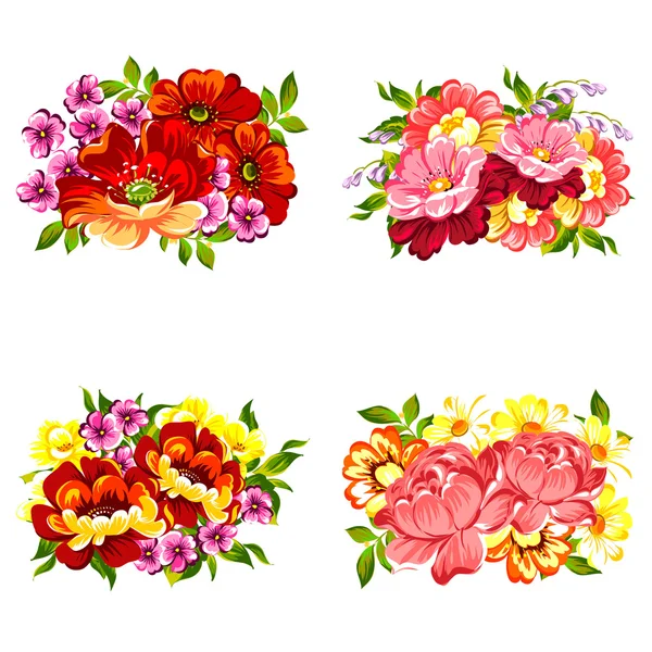 Flower bouquet set — Stock Vector