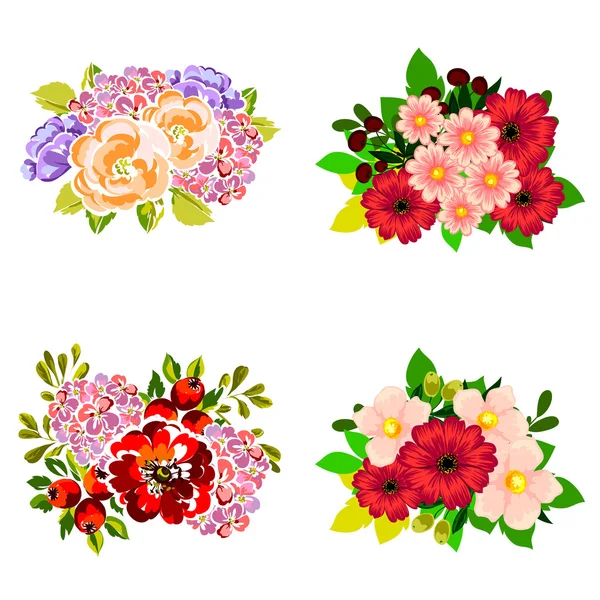 Flower bouquet set — Stock Vector