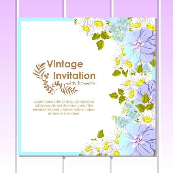 Invitation délicate avec des fleurs — Image vectorielle