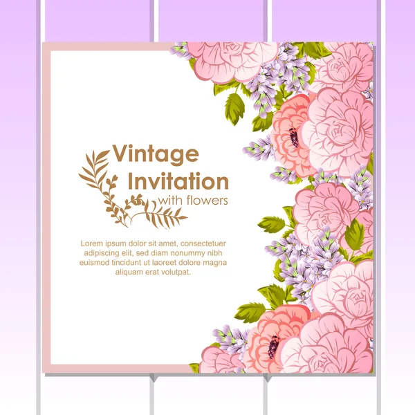 Invitation délicate avec des fleurs — Image vectorielle