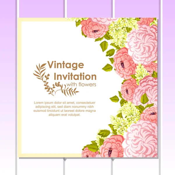 Delicate invitation with flowers — Stock Vector