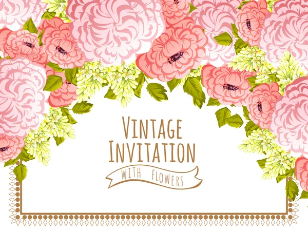 Invitation délicate avec des fleurs — Image vectorielle