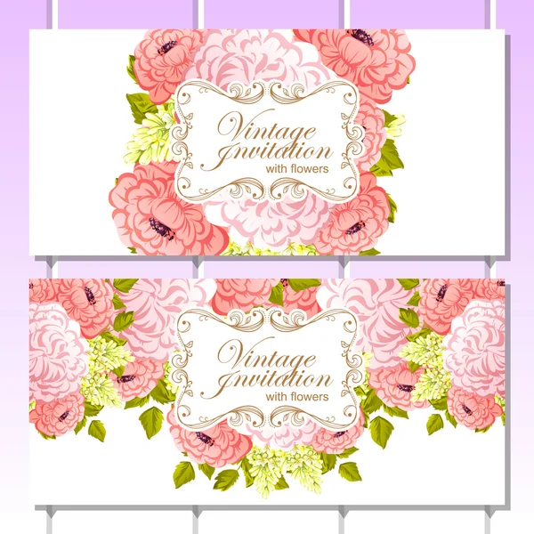 Delicate uitnodiging met bloemen — Stockvector