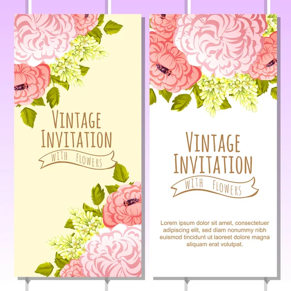 Delicada invitación con flores — Vector de stock