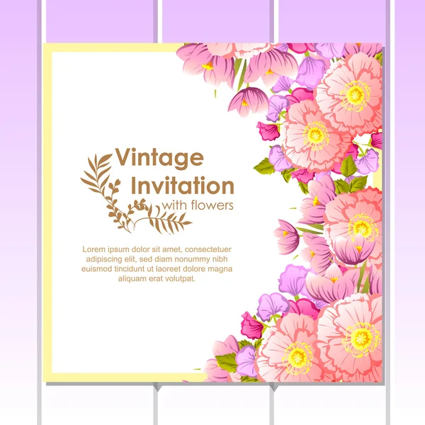 Delicate invitation with flowers — Stock Vector