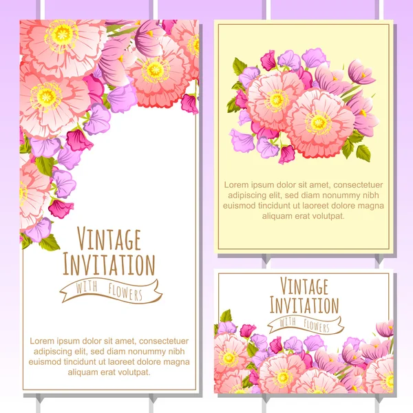 Zarte Einladung mit Blumen — Stockvektor