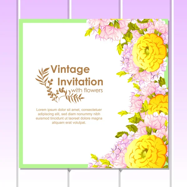 Invitation délicate avec des fleurs — Image vectorielle