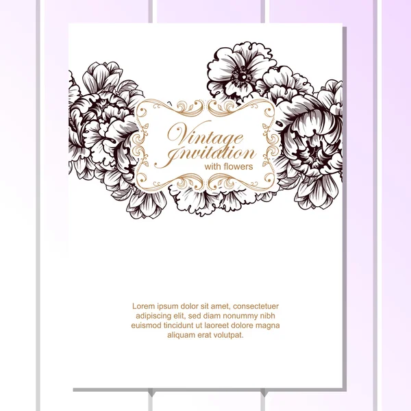 Delicada invitación con flores — Vector de stock