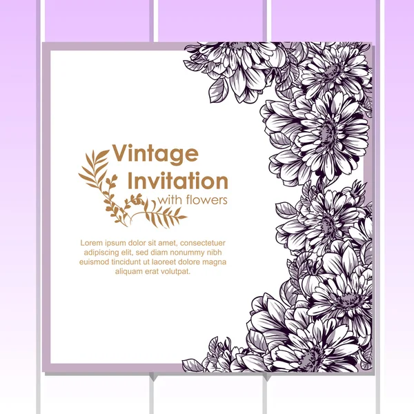 Delicate invitation with flowers — Stock Vector