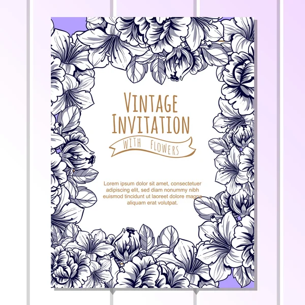 Delicada invitación con flores — Archivo Imágenes Vectoriales