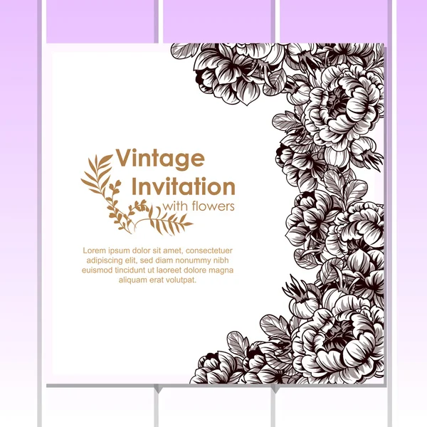 Invitation délicate avec des fleurs — Image vectorielle