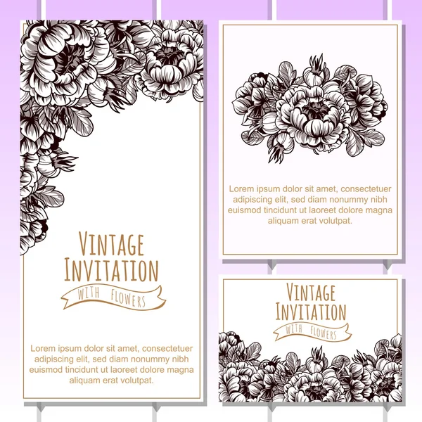 Delicada invitación con flores — Vector de stock