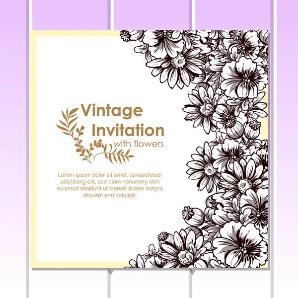 Delicate invitation with flowers — Stock Vector