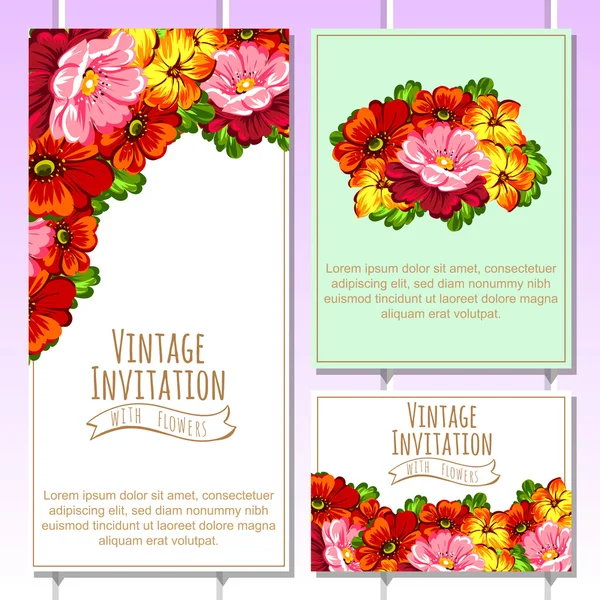 Delicate invitation with flowers — Stock Vector