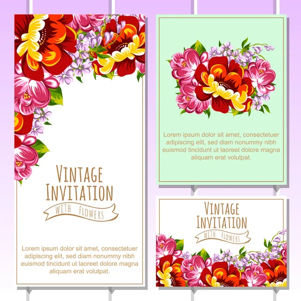 Invitation délicate avec des fleurs — Image vectorielle